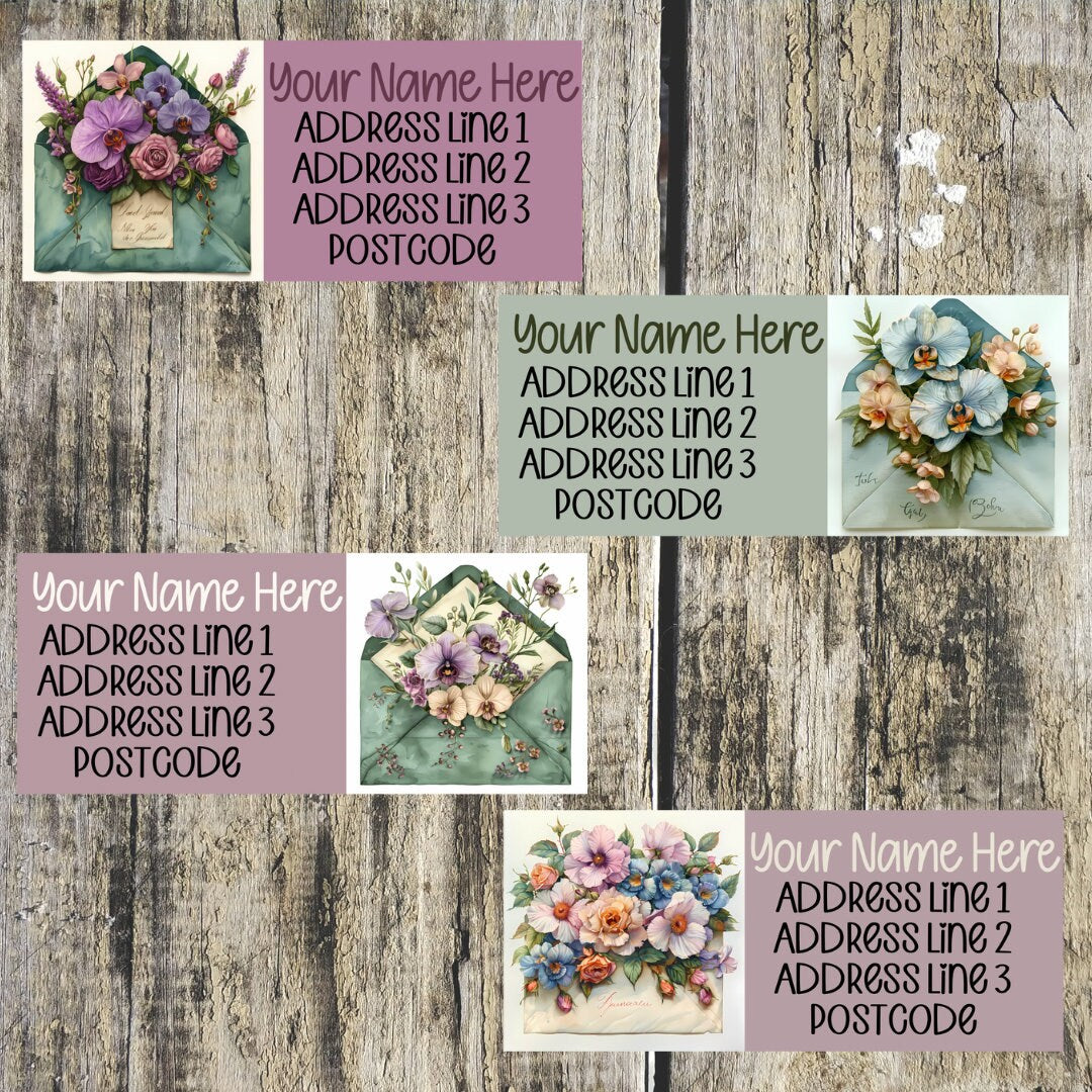 Floral Envelope Longer Address Labels