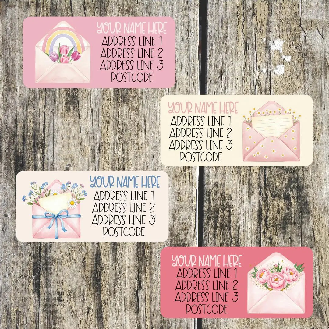 Pastel Pink Envelope Longer Address Labels