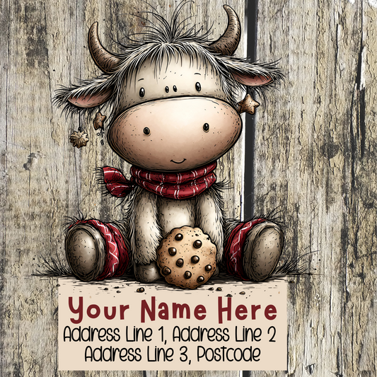 Highland Cow Christmas Address Labels