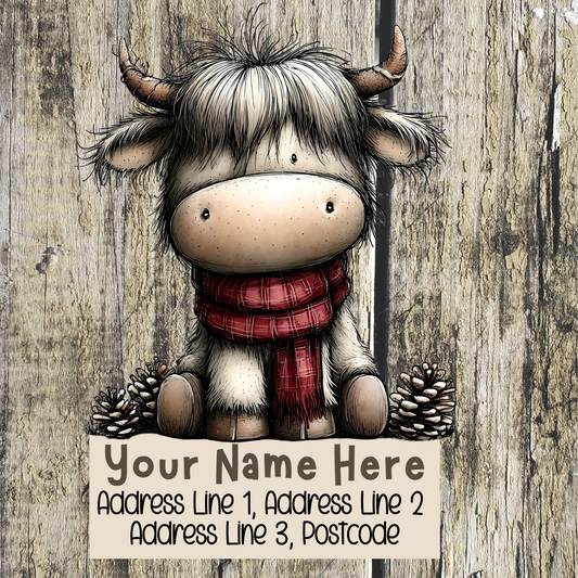 Highland Cow Christmas Address Labels