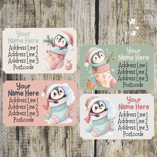 Penguin Stocking Mini Address Labels