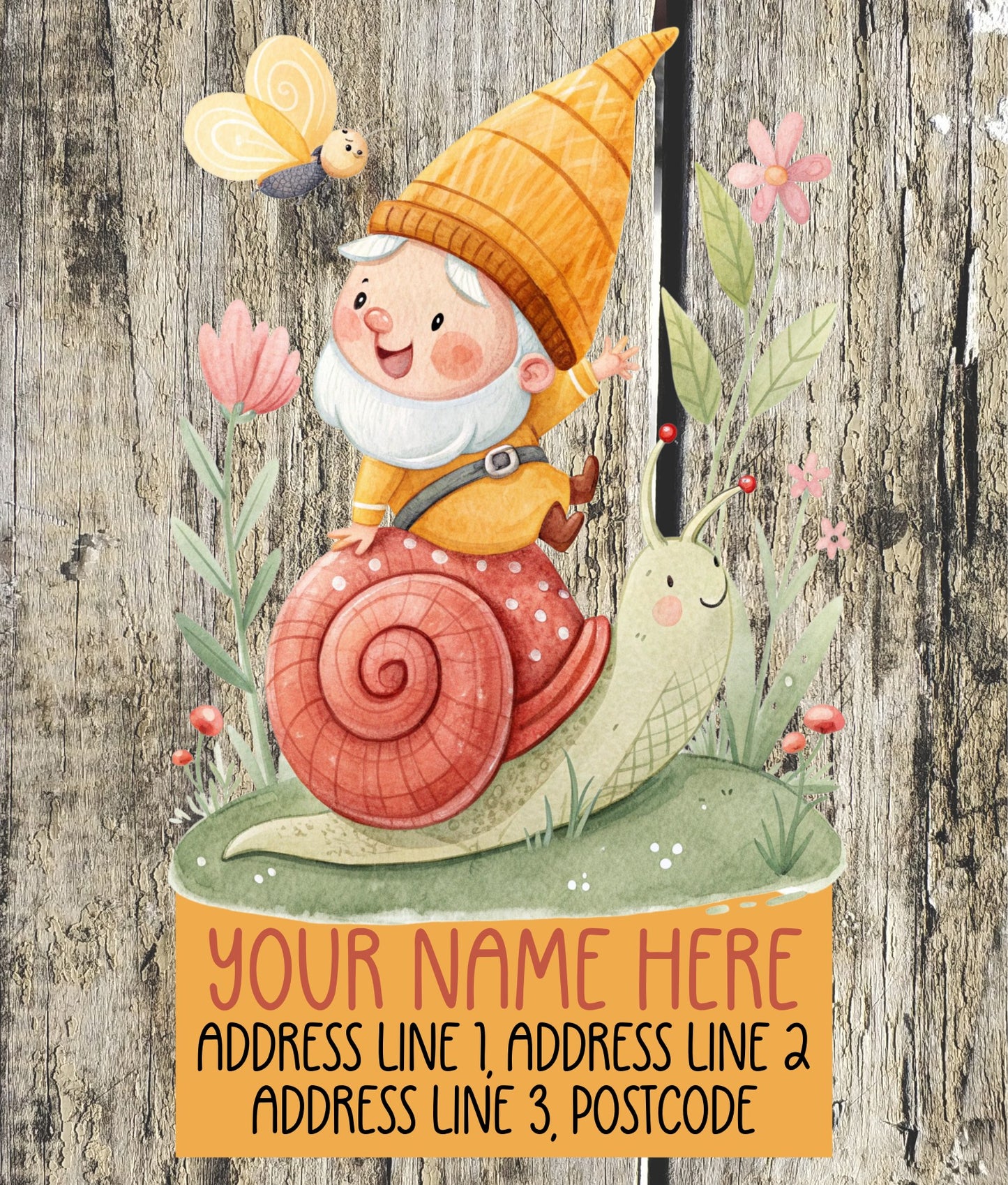 Gnome Riding Snail Address Labels