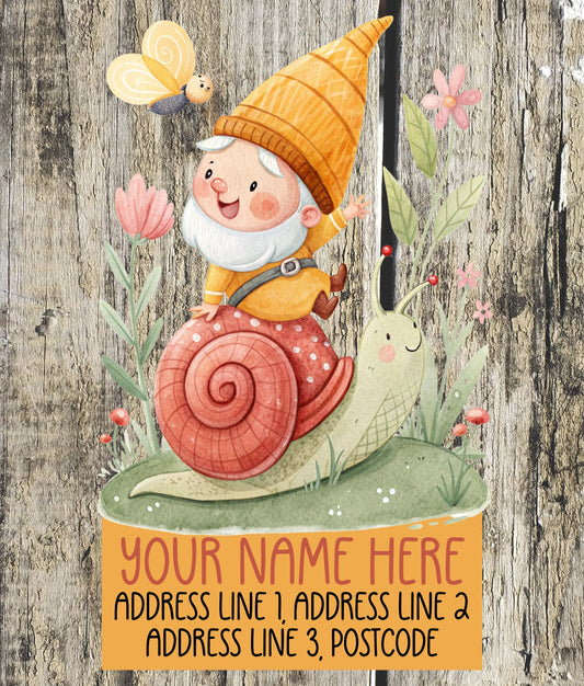 Gnome Riding Snail Address Labels