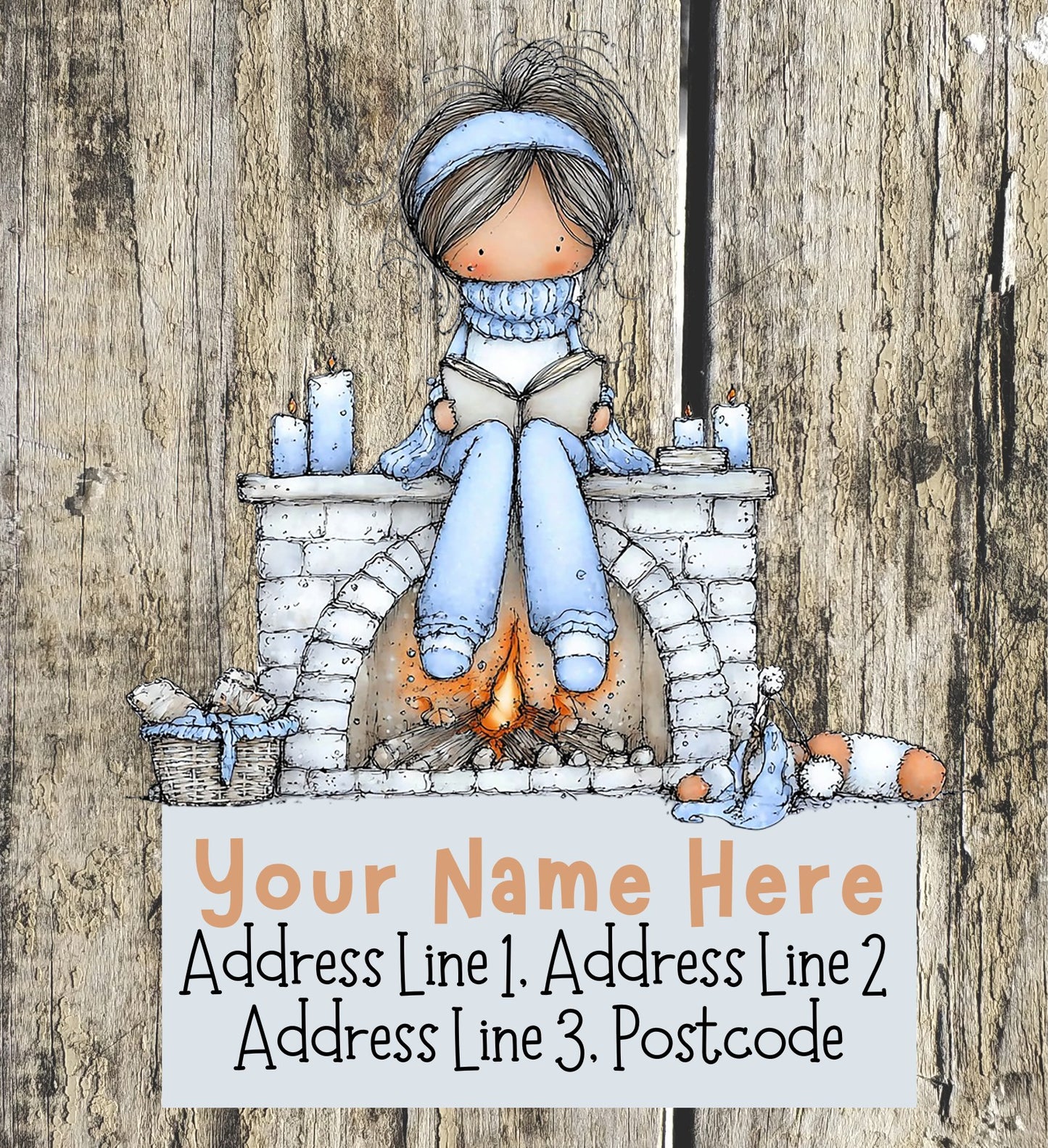 Blue Winter Girl Christmas Address Labels