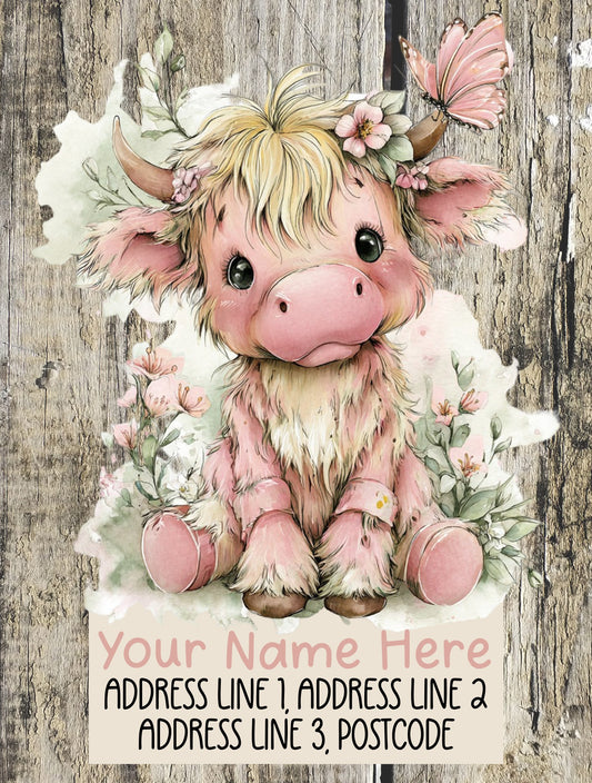 Summer Highland Cow Address Labels