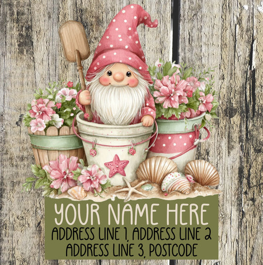 Pink Gnome Summer Address Labels