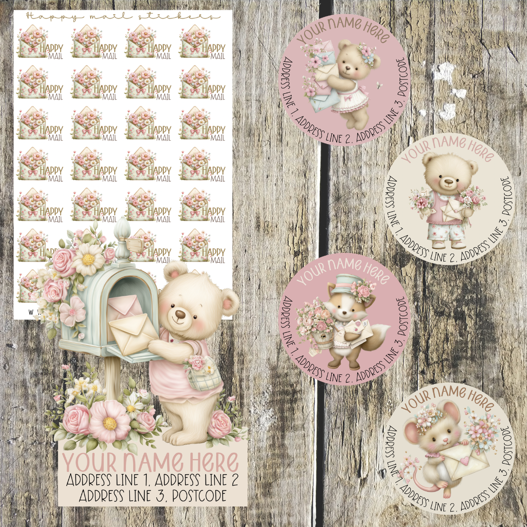 Pink Bear mini label bundle