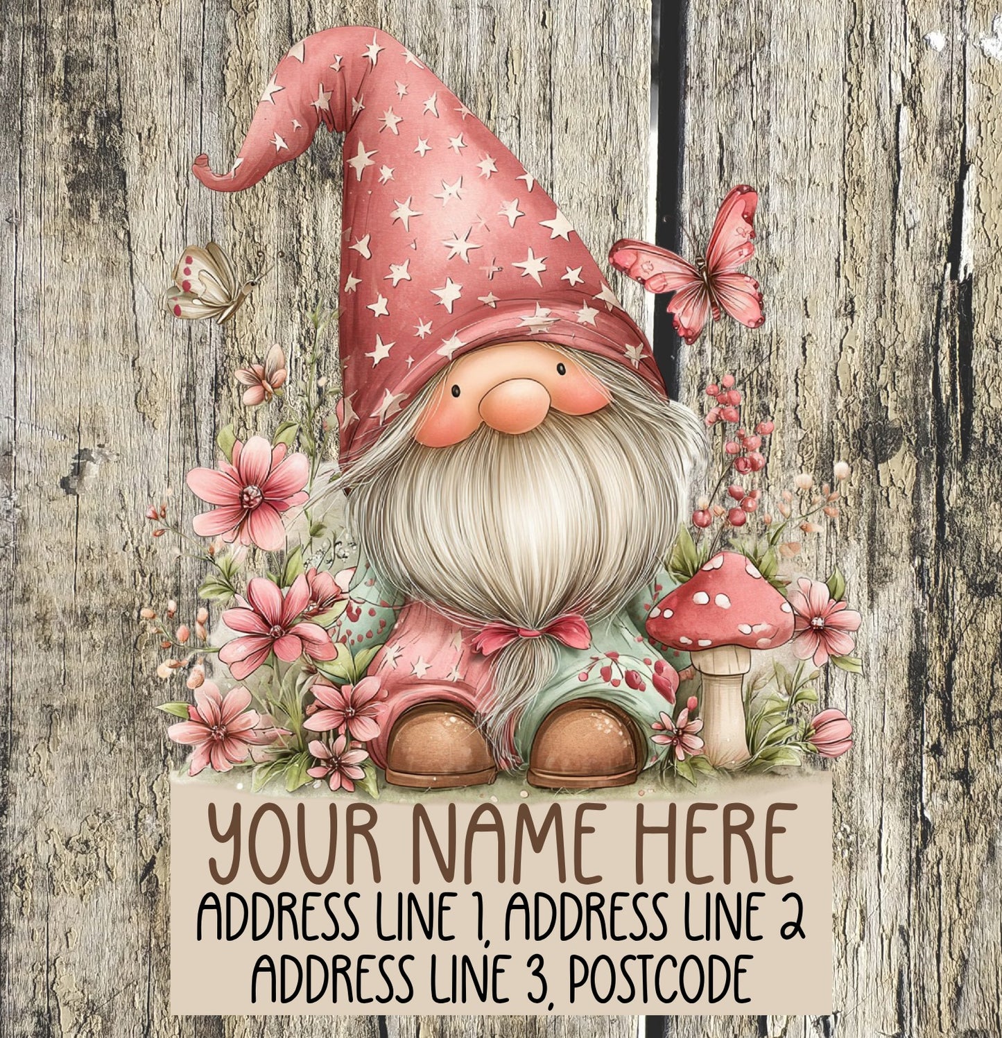 Pink Gnome Summer Address Labels
