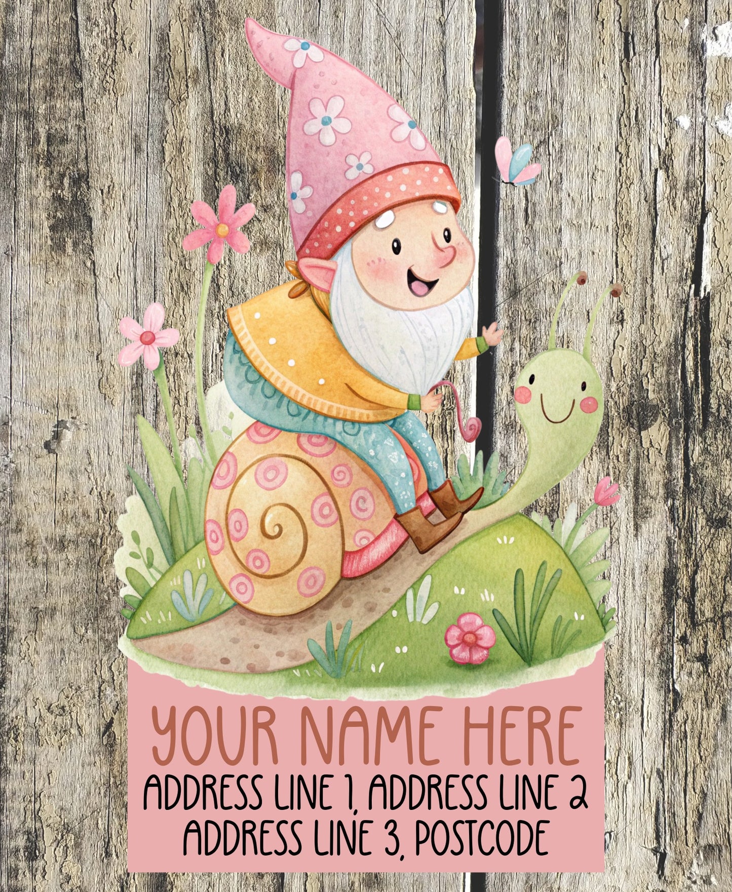 Gnome Riding Snail Address Labels