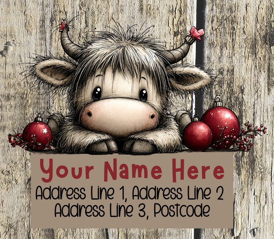 Highland Cow Christmas Address Labels