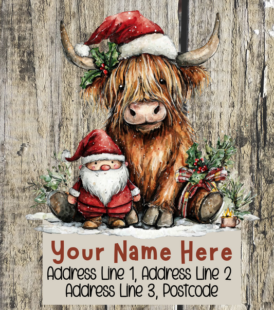 Highland Cow Christmas Address Labels