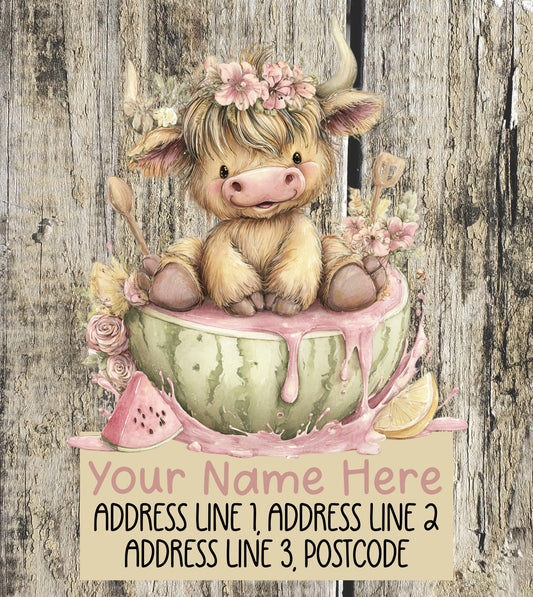 Summer Highland Cow Address Labels