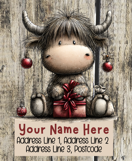 Highland Cow Christmas Address Labels
