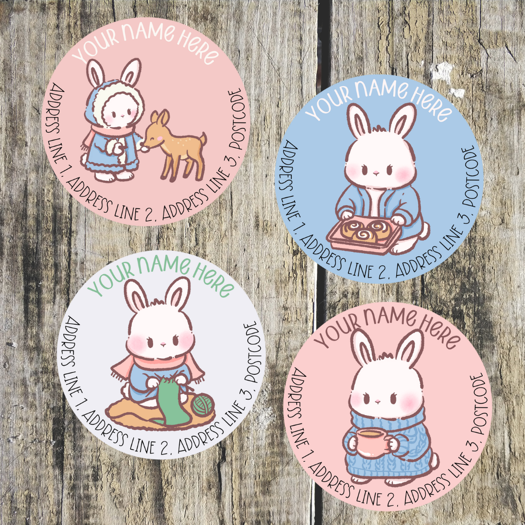 Kawaii Christmas Round Address Labels