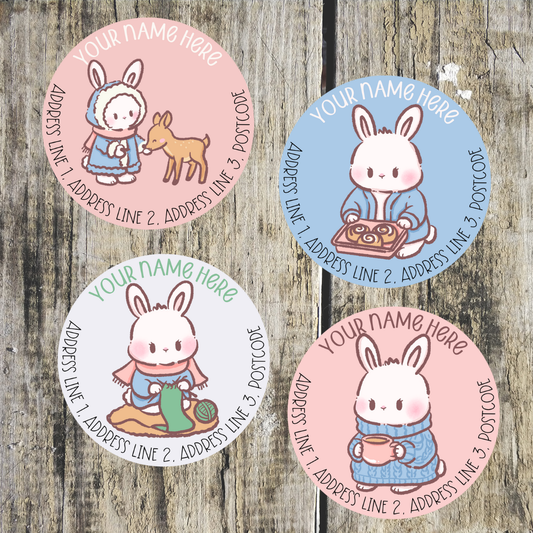 Kawaii Christmas Round Address Labels