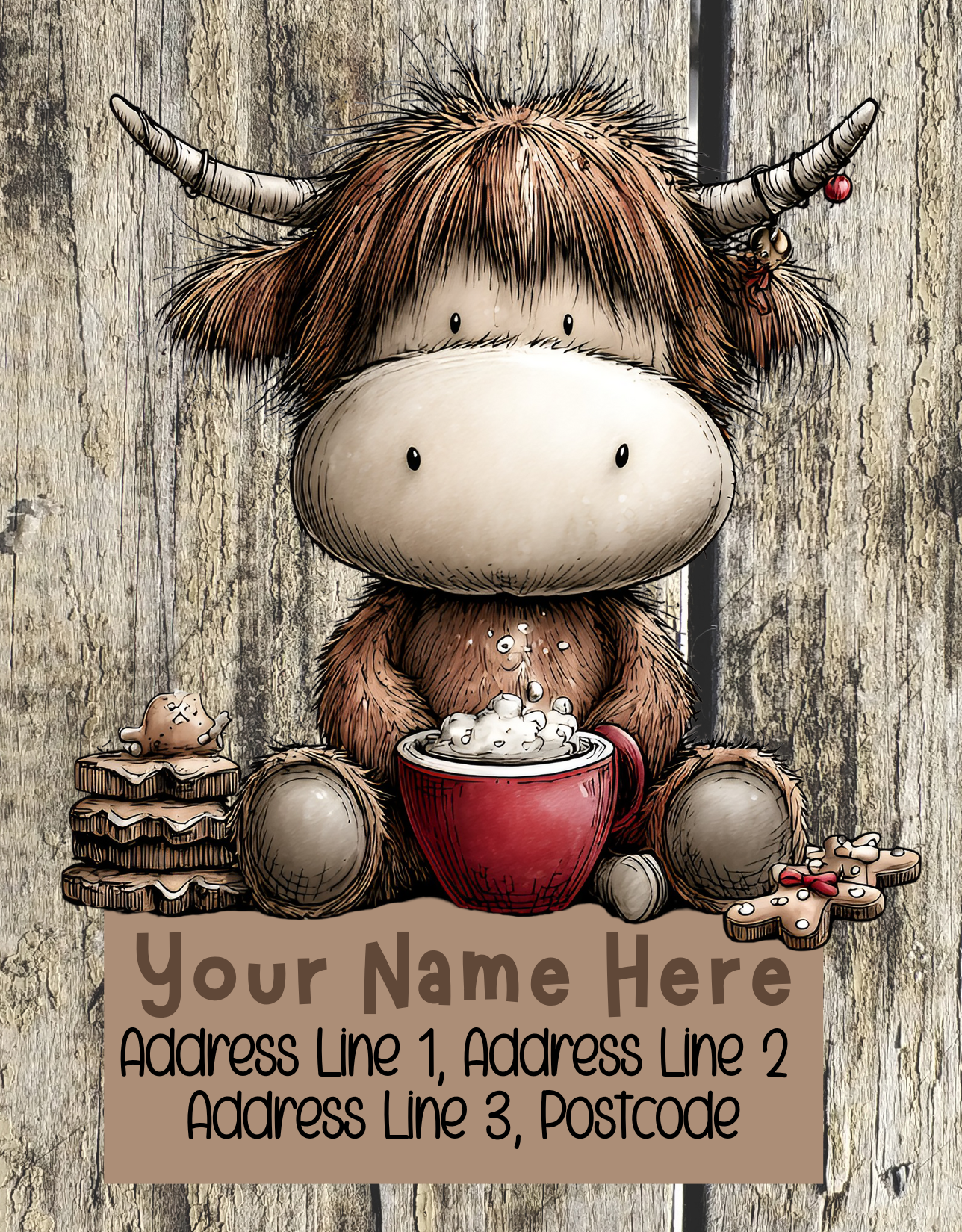 Highland Cow Christmas Address Labels