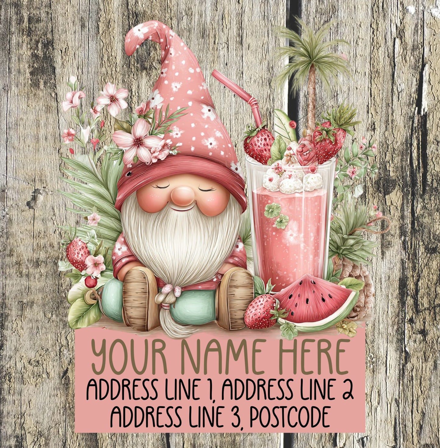 Pink Gnome Summer Address Labels