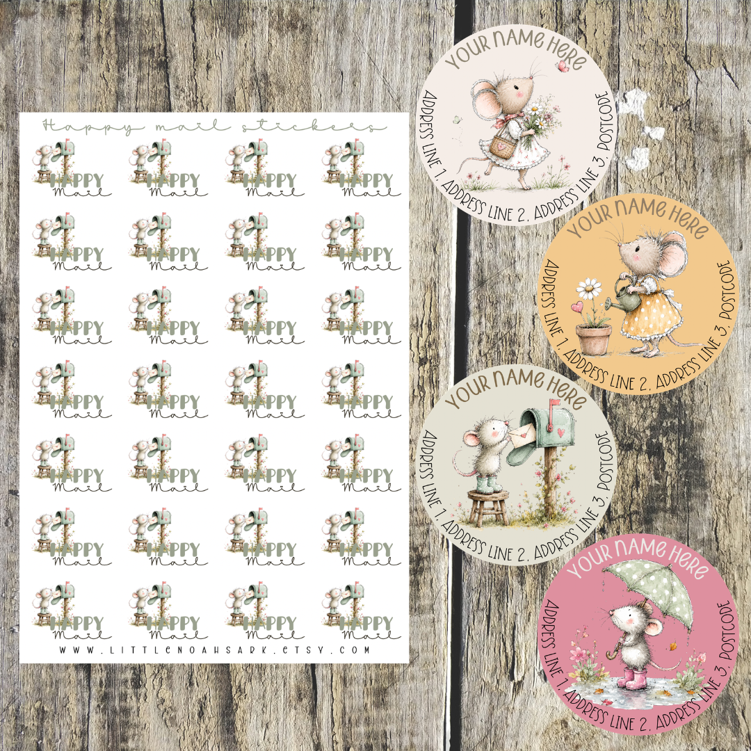 Mouse Happy Mail mini label set