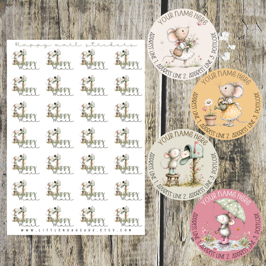 Mouse Happy Mail mini label set