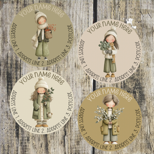 Christmas Round Address Labels
