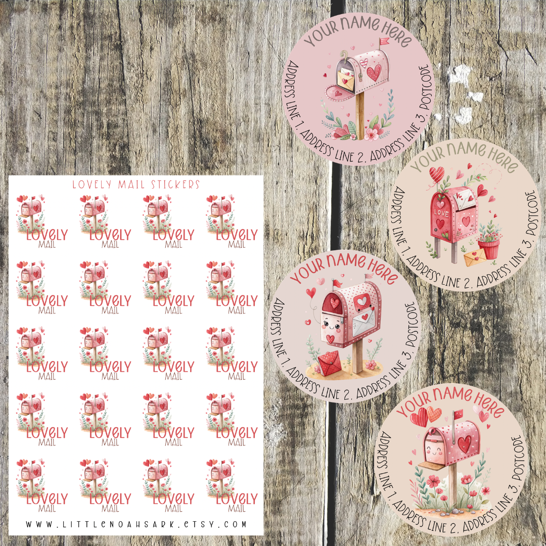 Valentines Mail mini label set