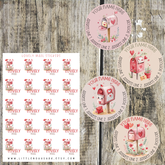 Valentines Mail mini label set