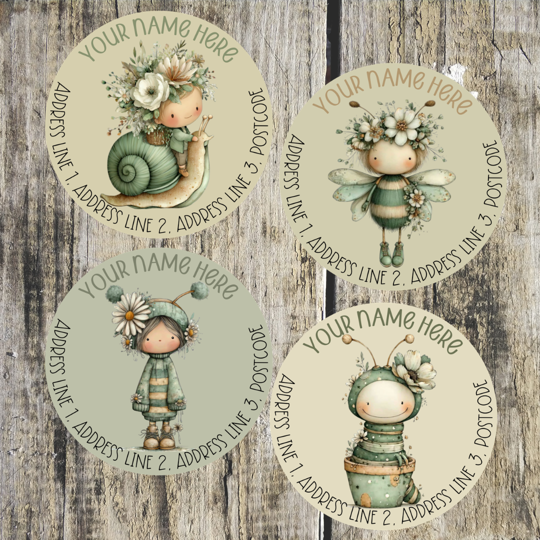 Spring Bee Round Address Labels