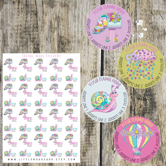 Pastel Spring Mail mini label set