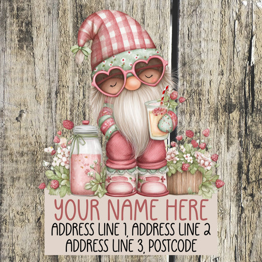 Pink Gnome Summer Address Labels