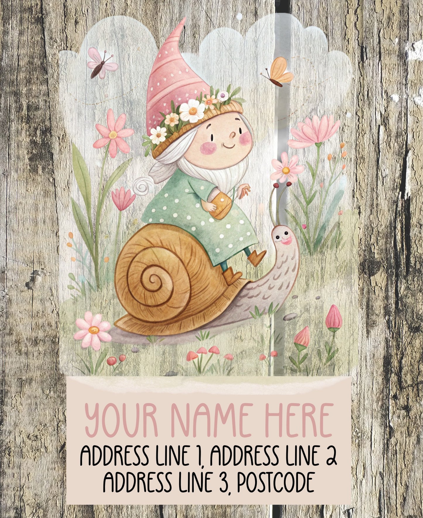Gnome Riding Snail Address Labels