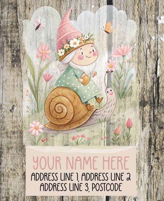 Gnome Riding Snail Address Labels