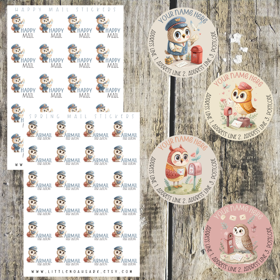 Owl Mail mini label bundle