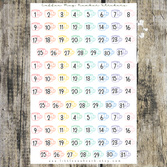 Coffee Mug Number Stickers