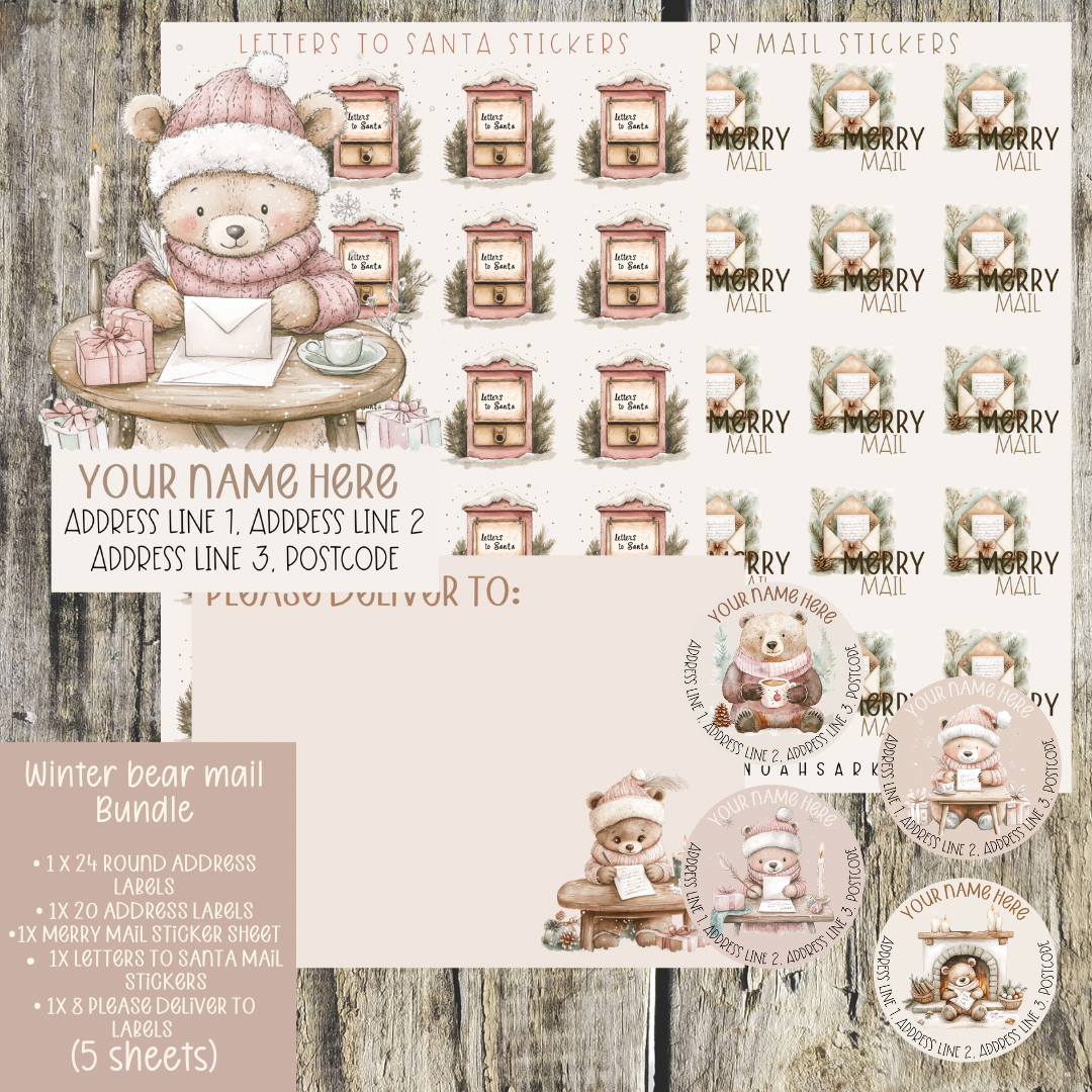 Winter Bear Mail label bundle