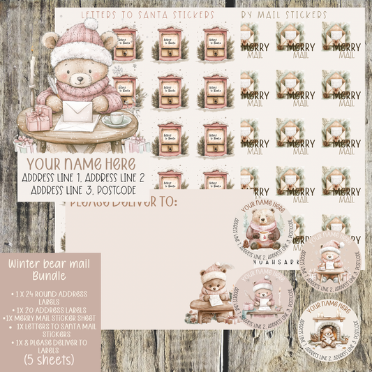 Winter Bear Mail label bundle