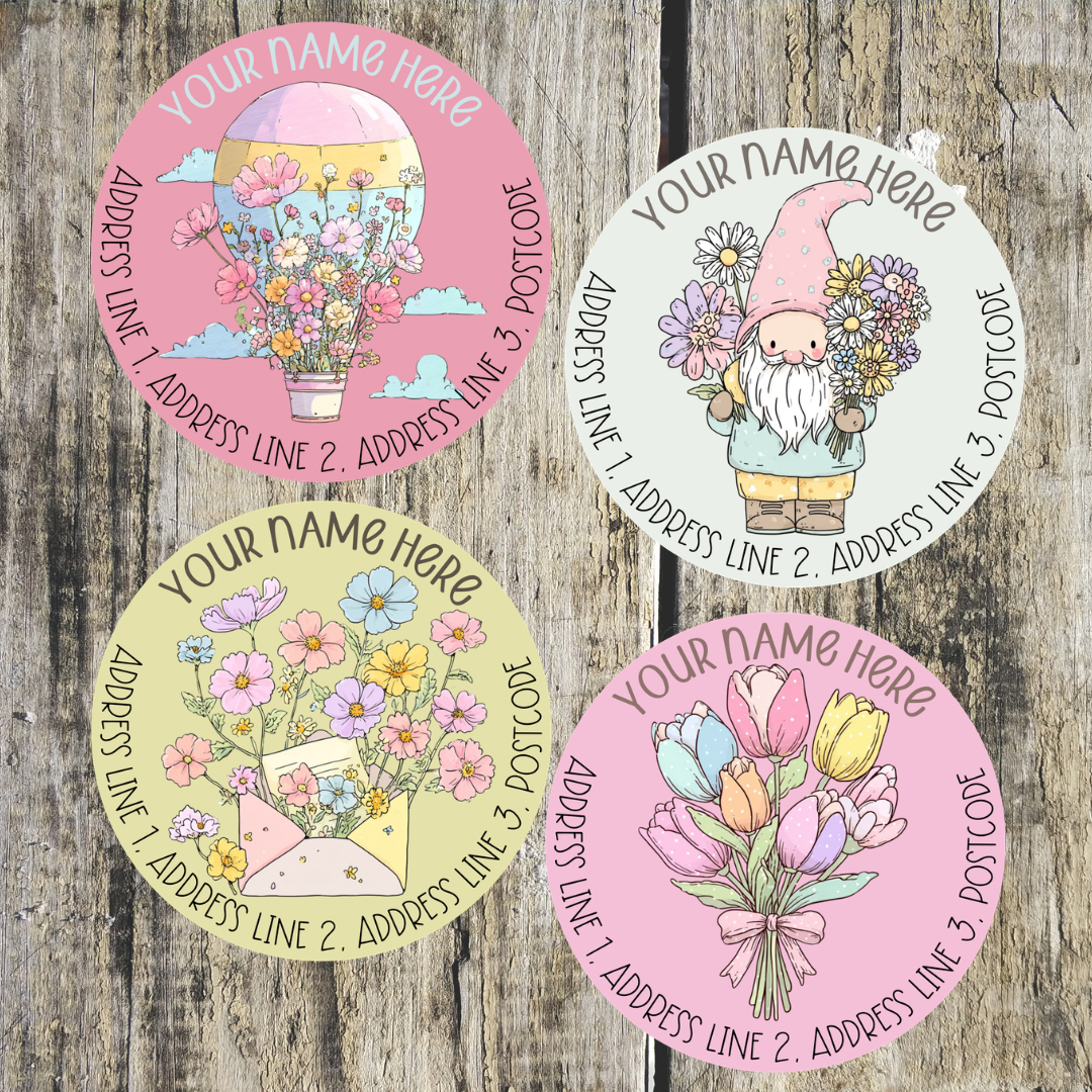 Pastel Spring Round Address Labels