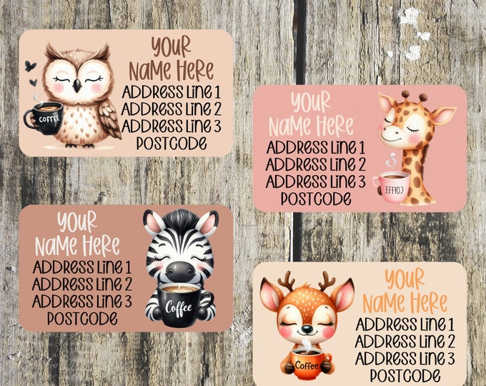 Animal Coffee Mini Address Labels