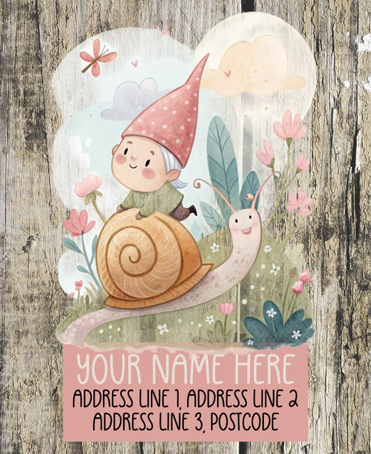 Gnome Riding Snail Address Labels