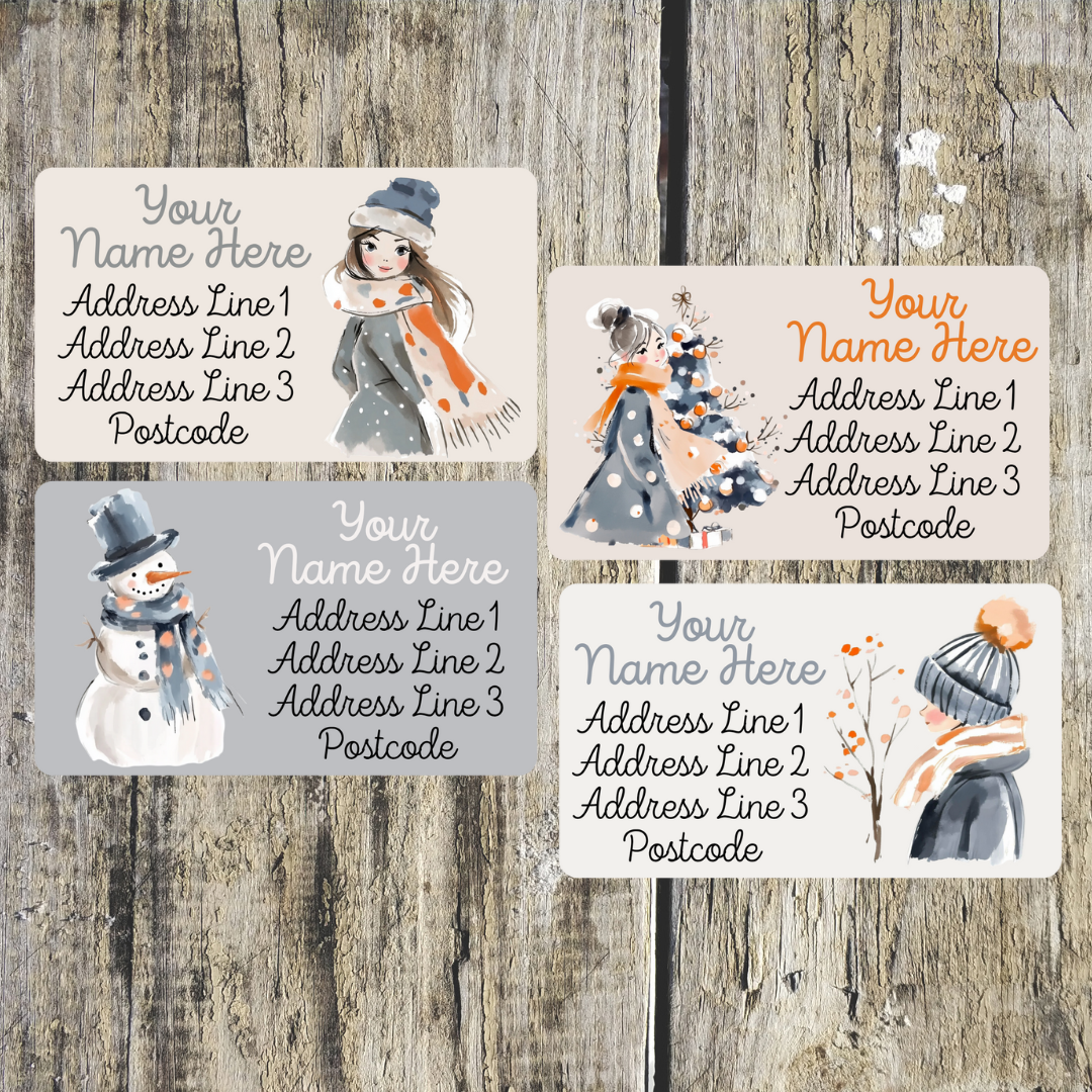 Navy Christmas Mini Address Labels