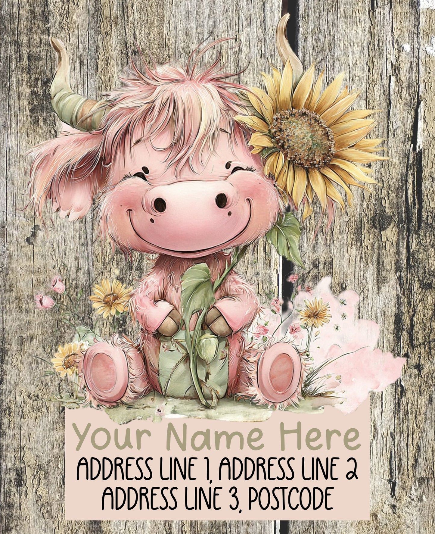 Summer Highland Cow Address Labels