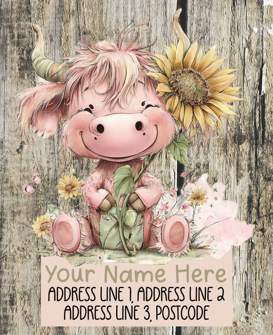 Summer Highland Cow Address Labels
