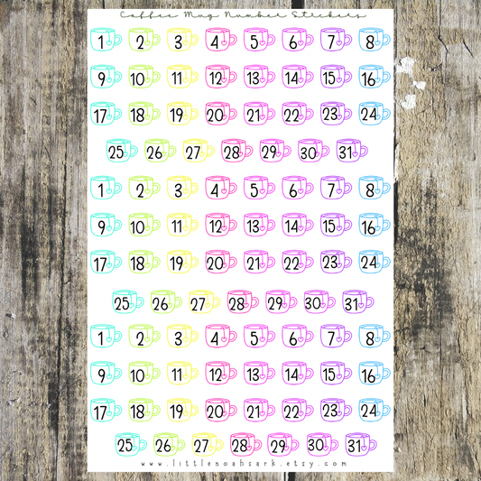 Coffee Mug Number Stickers