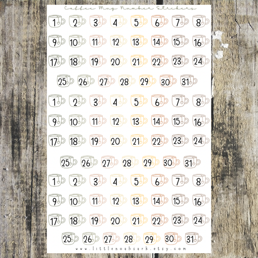 Coffee Mug Number Stickers