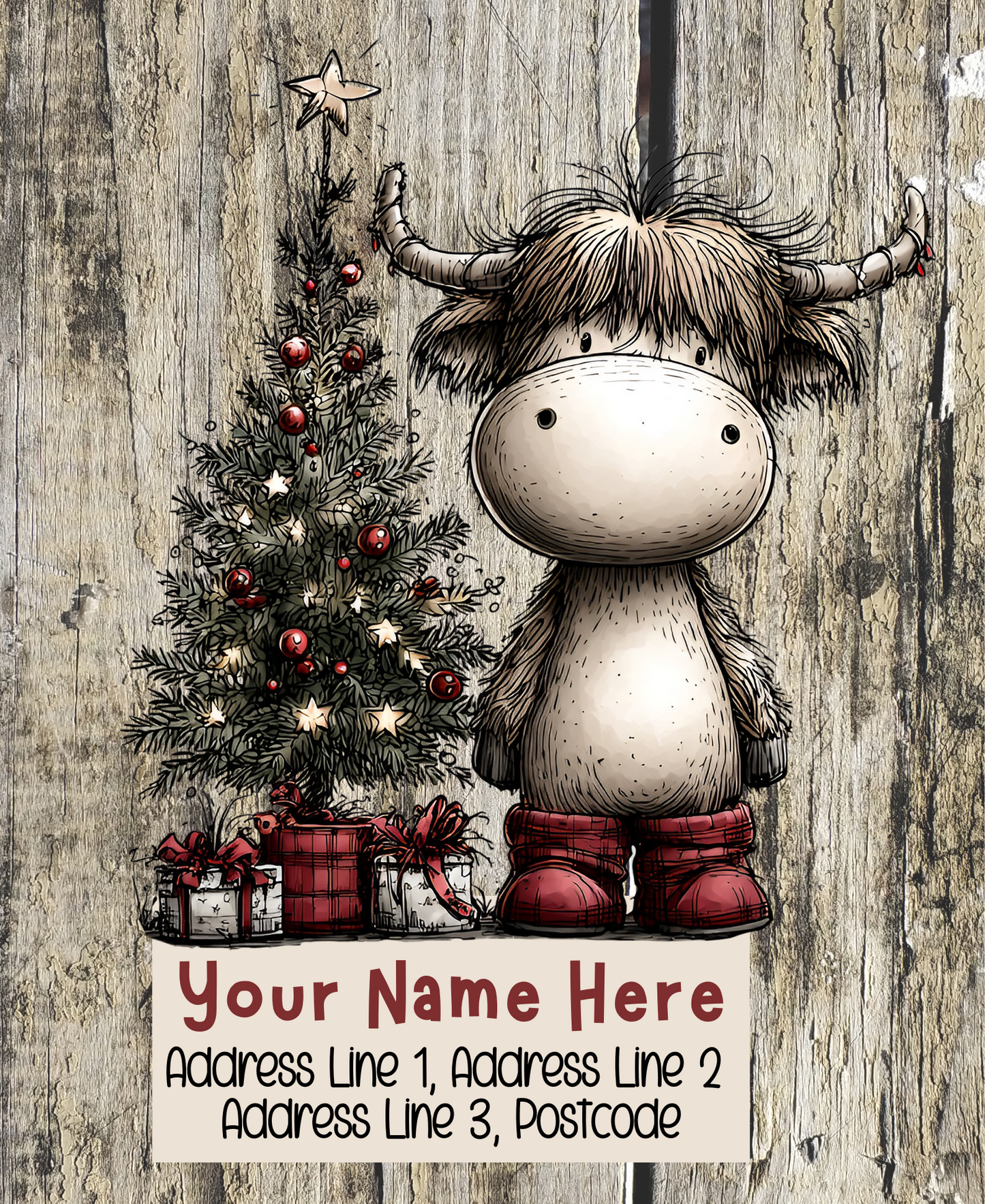 Highland Cow Christmas Address Labels