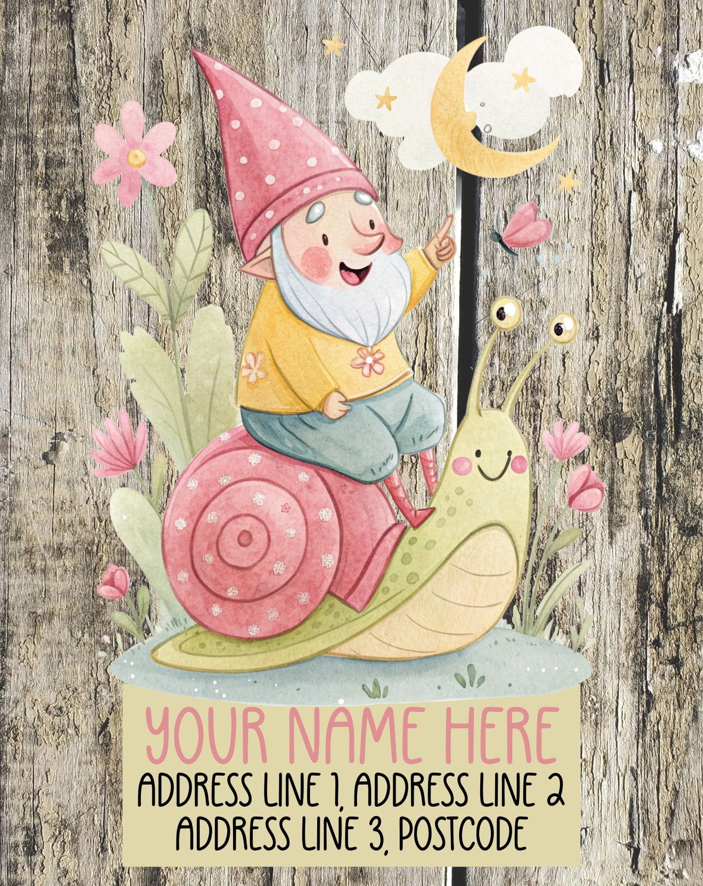 Gnome Riding Snail Address Labels