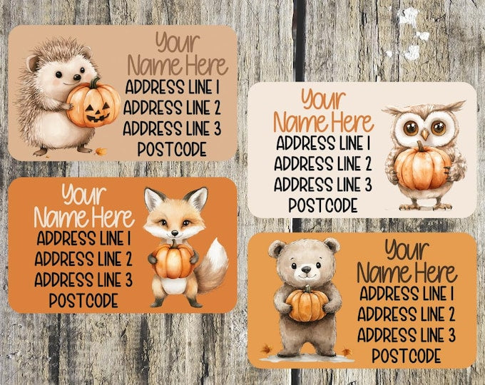 Animal Pumpkin Mini Address Labels