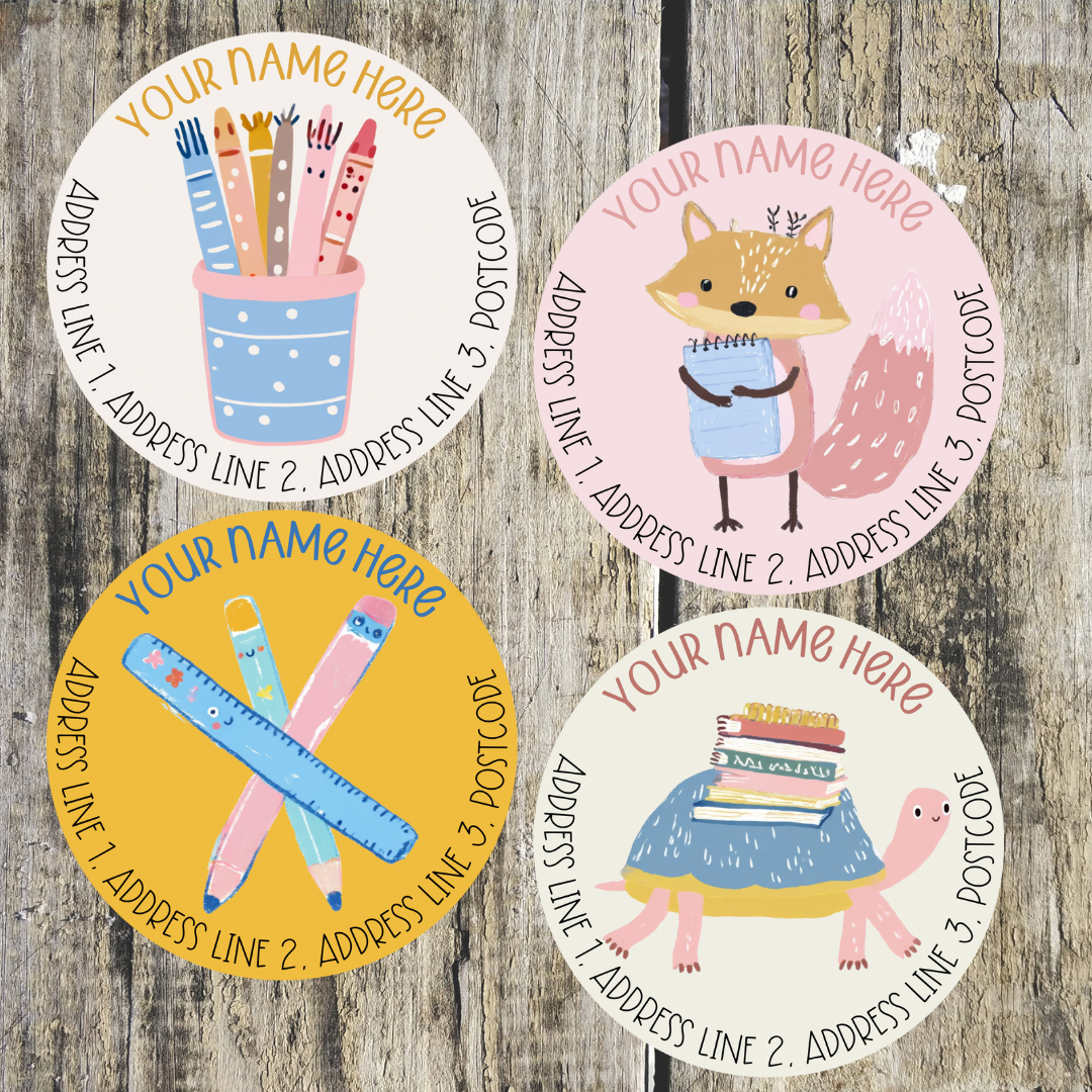 Kawaii Stationery Round Address Labels