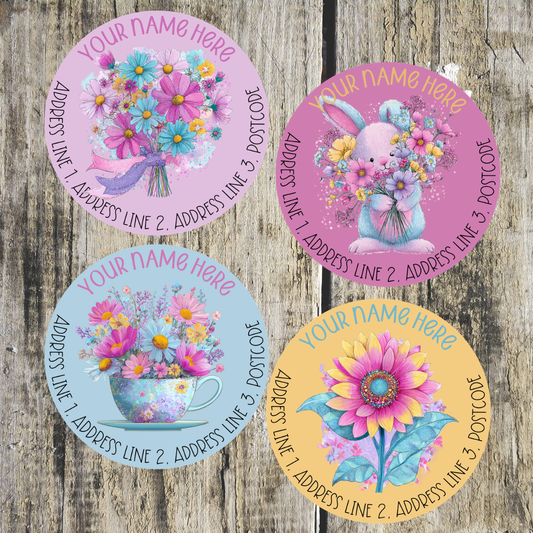 Round Spring Floral Address Labels