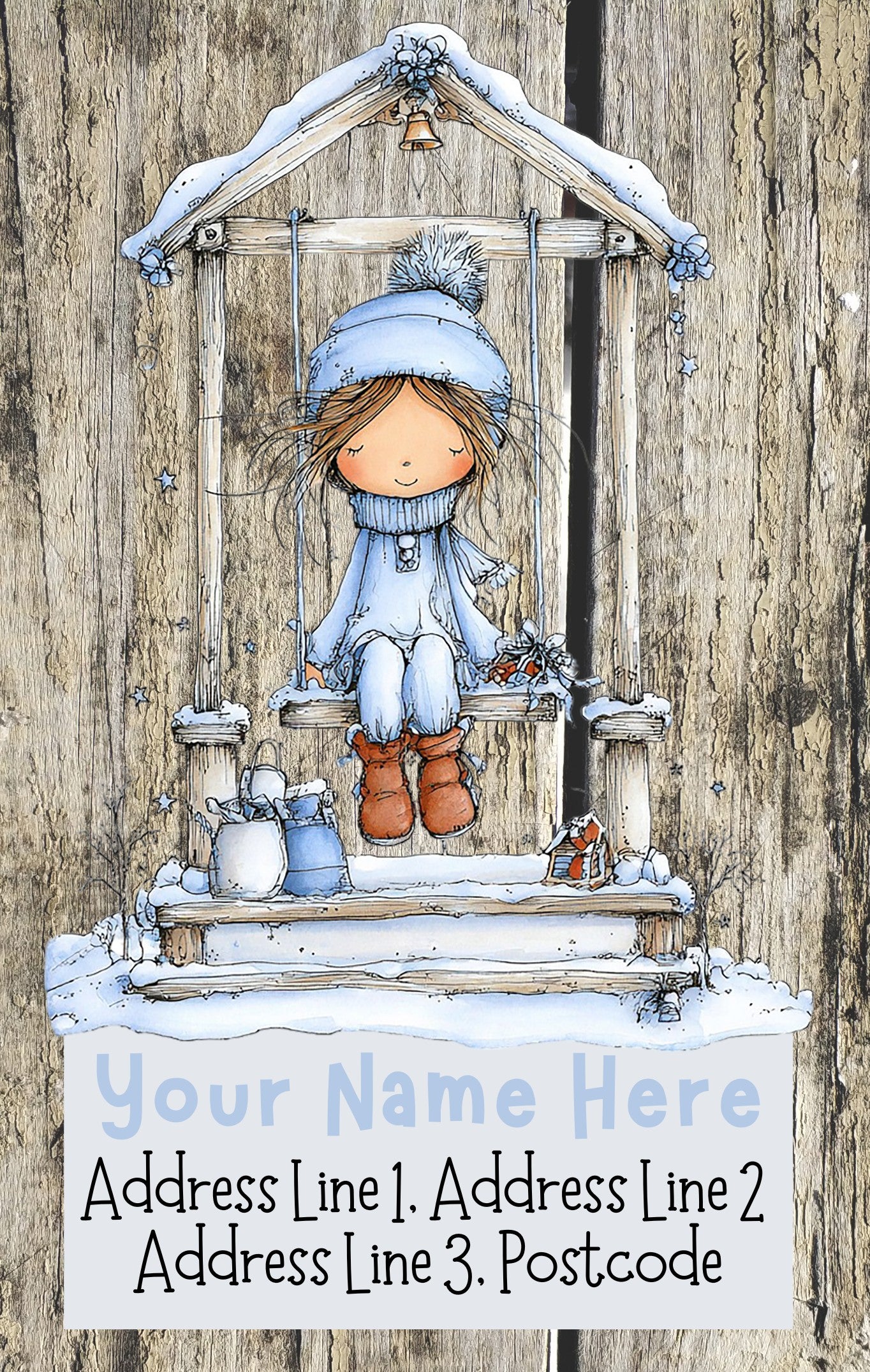 Blue Winter Girl Christmas Address Labels