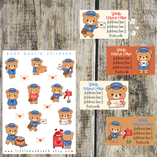 Bear Postie address labels & stickers